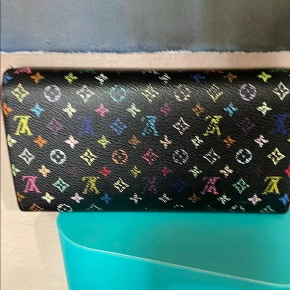 🔥sale 75$LOUIS VUITTON EUC Black with Multicolor Monogram Wallet. Authentic!❤️ - Picture 2 of 11